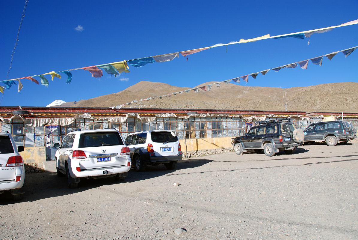 41 Outside Our Basic Hotel in Darchen Tibet With Mount Kailash Behind We arrive at Darchen (4681m) and check in to a basic hotel.